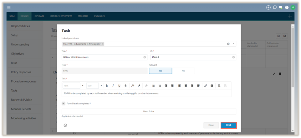 Wijzigingen aan een taak opslaan.